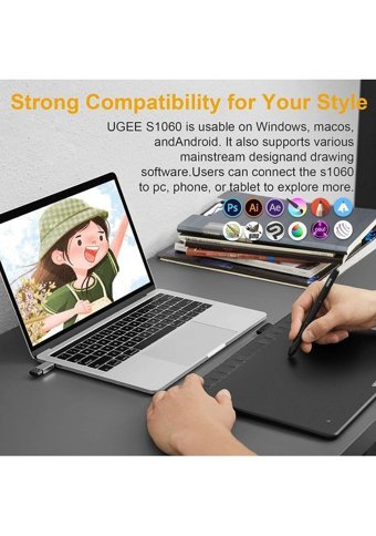 Ugee S1060W 11.8 inç Ekranlı Kalemli Grafik Tablet Siyah
