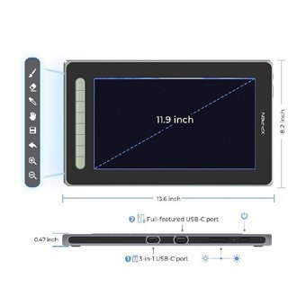 Xp Pen Artist 12 11.9 inç Ekranlı Kalemli FULL HD Kablolu Grafik Tablet Yeşil