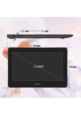 Gaomon PD1220 11.6 inç Ekranlı Kalemli FULL HD Kablolu Grafik Tablet Siyah