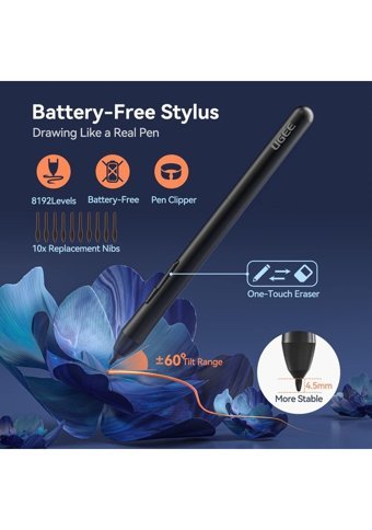 Ugee S640 7.5 inç Ekranlı Kalemli Kablolu Grafik Tablet Mavi
