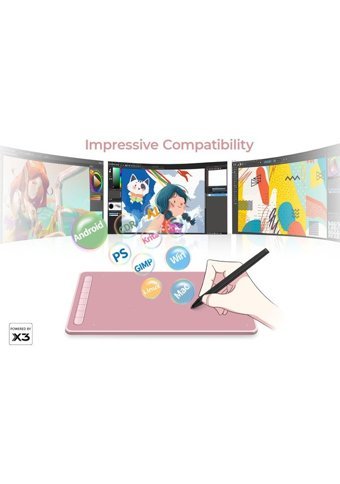 Xp Pen Deco LW 11.7 inç Ekranlı Bluetoothlu Kalemli Kablosuz Grafik Tablet Pembe