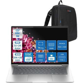 Hp Probook 4 G1I Intel® Core Ultra 7 255U 32GB Ddr5 256GB SSD 14" Wuxga (1920 x 1200), IPS 300 Nits Freedos Taşınabilir Bilgisayar C9FH1ETF06+ZETTAÇANTA - 256 GB - 32 GB