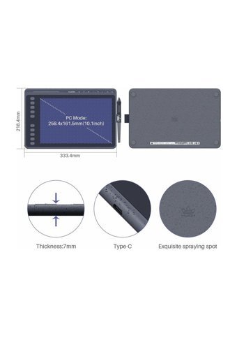 Huion HS611 12 inç Ekranlı Kalemli Kablolu Grafik Tablet Siyah