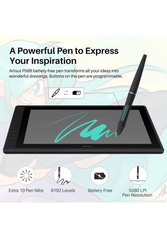 Artisul D16 15.6 inç Ekranlı Kalemli Grafik Tablet Yeşil