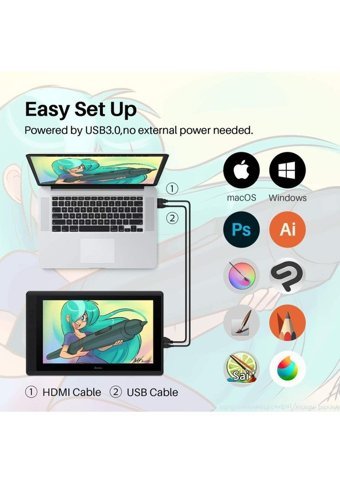 Artisul D16 15.6 inç Ekranlı Kalemli Grafik Tablet Yeşil