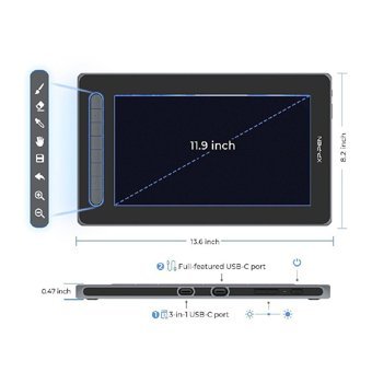 Xp Pen Artist 12 11.9 inç Ekranlı Kalemli FULL HD Kablolu Grafik Tablet Siyah
