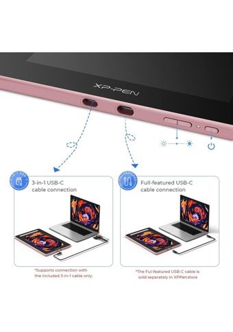 Xp Pen Artist 16 15.4 inç Ekranlı Kalemli FULL HD Kablosuz Grafik Tablet Pembe