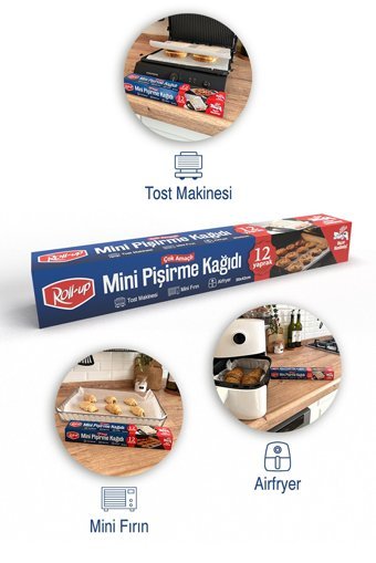 Roll-Up Kesilmiş Mini Aifryer Pişirme Kağıdı 4x12 Adet