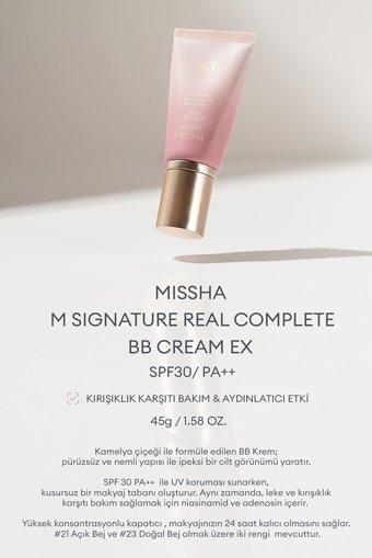 Missha Signature Real Complete Hassas Ciltler İçin Suya Dayanıklı Su Bazlı BB Krem Açık Ton