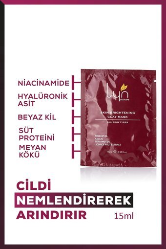 Lyn Skincare Cilt Aydınlatıcı Killi Nemlendiricili Jel Yüz Maskesi 15 ml