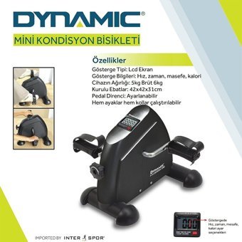 Dynamic R100 120 kg Kapasiteli Mekanik Dikey Kondisyon Bisikleti Siyah