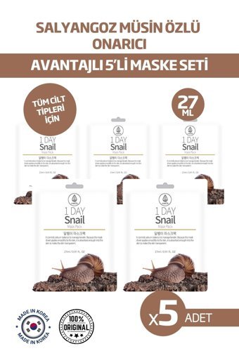 Med:B Salyangoz Müsin Özlü Onatıcı Yaşlanma Karşıtı Nemlendiricili Soyulabilir Jel Yüz Maskesi 5x27 ml