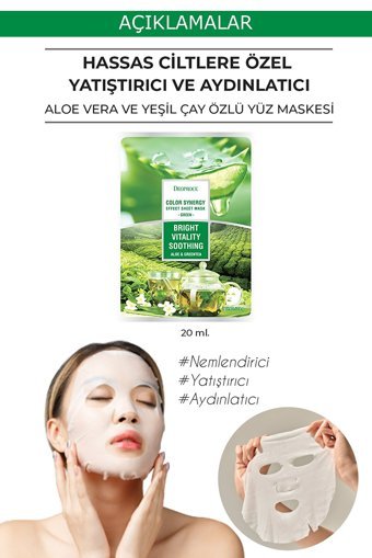 Deoproce Color Synergy Green Aloe Veralı Nemlendiricili Kağıt Yüz Maskesi 20 gr