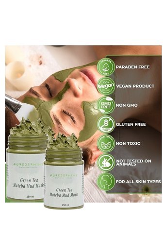 Puredermine Yeşil Çay Matcha Aloe Veralı Nemlendiricili Krem Yüz Maskesi 250 ml