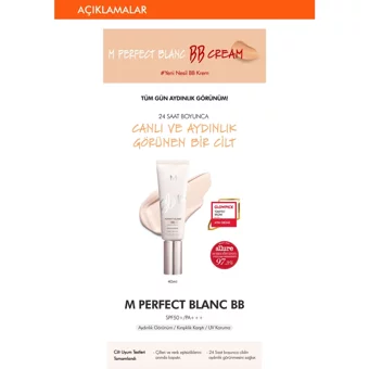 Missha M Perfect Blanc Vanilla No.21 Karma Ciltler İçin Suya Dayanıklı Su Bazlı BB Krem Açık Ton