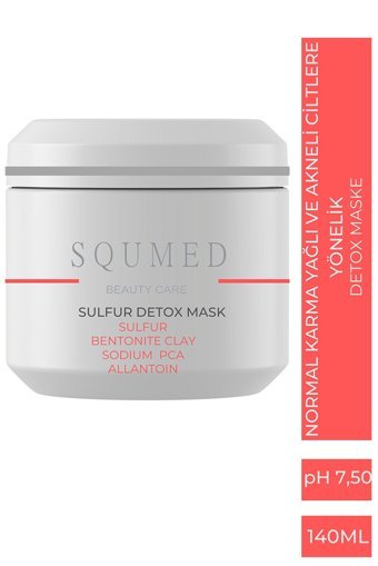 Squmed Sulfur Detox Aloe Veralı Krem Yüz Maskesi 140 ml