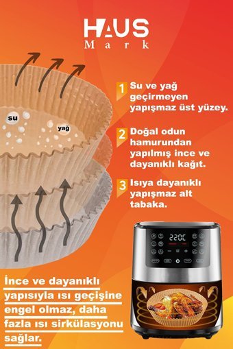 Haus Mark Yuvarlak Aifryer Pişirme Kağıdı 60 Adet