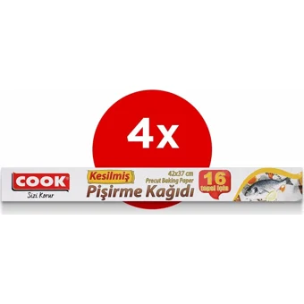 Cook Kesilmiş Pişirme Kağıdı 4x16 Adet