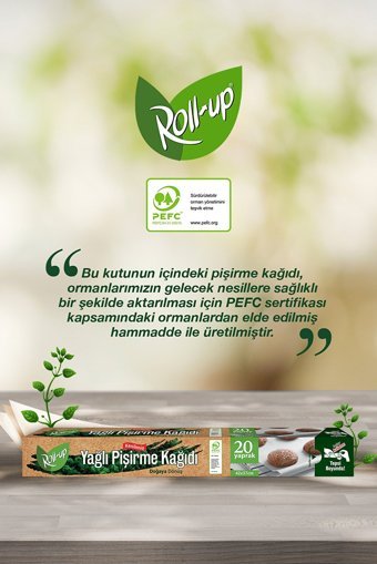 Roll-Up Doğaya Dönüşümlü Kesilmiş Yağlı Pişirme Kağıdı 4x20 Adet