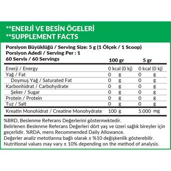 High Nutrition Micronized Creatine Monohydrate Aromasız Toz Kreatin 300 gr