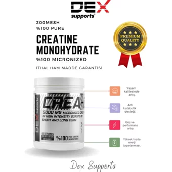 Dex Supports Creatine Monohydrate Aromasız Toz Kreatin 300 gr