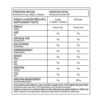 Dex Supports Creatine Monohydrate Aromasız Toz Kreatin 300 gr