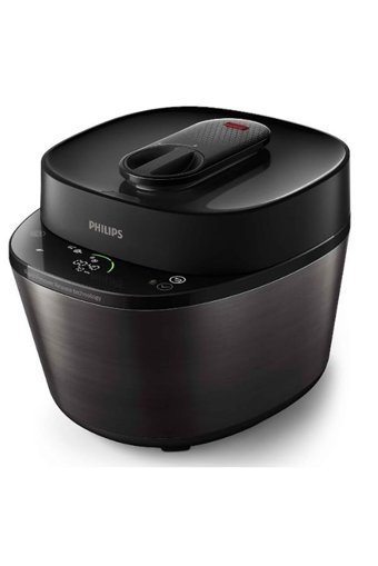 Philips 1000 W Paslanmaz Çelik 5 lt Hazneli Dokunmatik Zamanlayıcılı Buharlı Pişirici Siyah