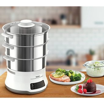 Tefal VC502D Deluxe 900 W Paslanmaz Çelik 9 lt Hazneli Dokunmatik Zamanlayıcılı Buharlı Pişirici Beyaz