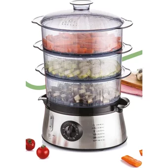 Goldmaster Gm 7439 800 W Paslanmaz Çelik 8.4 lt Hazneli Zamanlayıcılı Buharlı Pişirici Gri