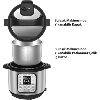 Instant Pot Duo Mini 700 W Paslanmaz Çelik 3 lt Hazneli Zamanlayıcılı Çok Amaçlı Buharlı Pişirici Gri