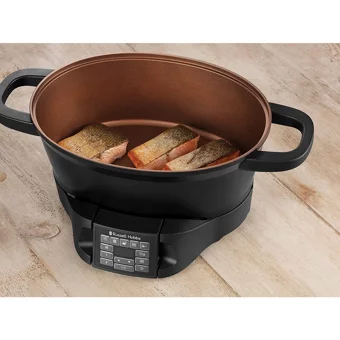 Russell Hobbs 28270-56 750 W Paslanmaz Çelik 6.5 lt Hazneli Zamanlayıcılı Buharlı Pişirici Siyah