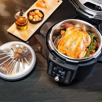 Instant Pot Duo Crisp 1500 W Paslanmaz Çelik 6.2 lt Hazneli Dokunmatik Zamanlayıcılı Çok Amaçlı Buharlı Pişirici Siyah