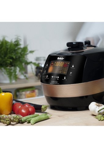 Fakir Cuisinier 1300 W Paslanmaz Çelik 5 lt Hazneli Dokunmatik Zamanlayıcılı Çok Amaçlı Buharlı Pişirici Siyah