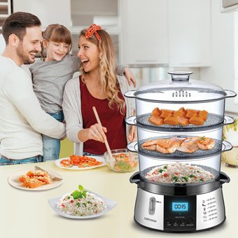 Goldmaster Gm 7268D 800 W Paslanmaz Çelik 10 lt Hazneli Dokunmatik Zamanlayıcılı Buharlı Pişirici Gri