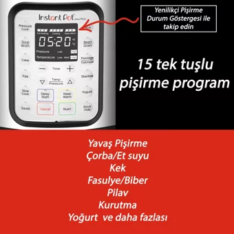 Instant Pot Duo Plus 1000 W Paslanmaz Çelik 5.7 lt Hazneli Dokunmatik Zamanlayıcılı Çok Amaçlı Buharlı Pişirici Gri