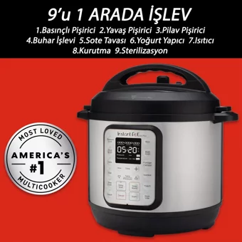 Instant Pot Duo Plus 1000 W Paslanmaz Çelik 5.7 lt Hazneli Dokunmatik Zamanlayıcılı Çok Amaçlı Buharlı Pişirici Gri