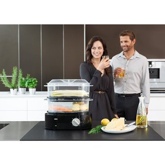 Braun FS5100BK 850 W Paslanmaz Çelik 6.2 lt Hazneli Zamanlayıcılı Buharlı Pişirici Siyah