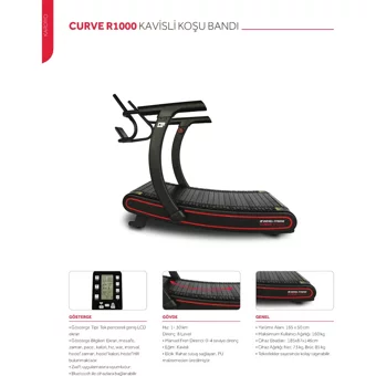 Diesel Fitness Curve R1000 160 Kg Kapasiteli Motorsuz Katlanabilir Koşu Bandı Kırmızı Siyah