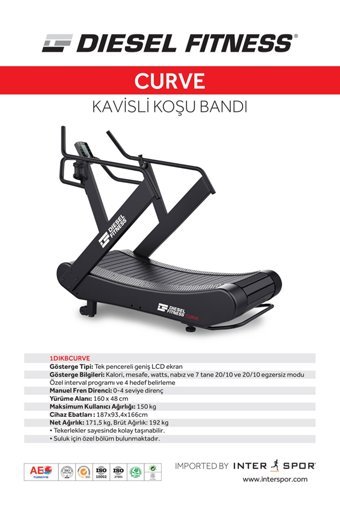 Diesel Fitness Curve 182 Kg Kapasiteli Katlanabilir Koşu Bandı Siyah
