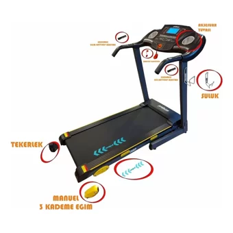 Proforce Pasifik 15 Program 110 Kg Kapasiteli Katlanabilir Koşu Bandı Siyah