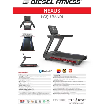 Diesel Fitness Nexus 12 Programlı 180 Kg Kapasiteli Elektrikli Katlanabilir Koşu Bandı Siyah