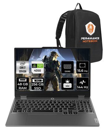 Lenovo LOQ i7 13650HX 48GB 256GB SSD RTX4050/6GB 105W 15.6" FHD 144Hz FDOS Gaming Laptop & PER4 Çanta