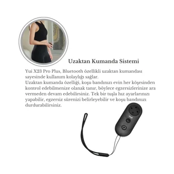 Yui X23 Pro Plus 120 Kg Kapasiteli Katlanabilir Koşu ve Yürüyüş Bandı Siyah