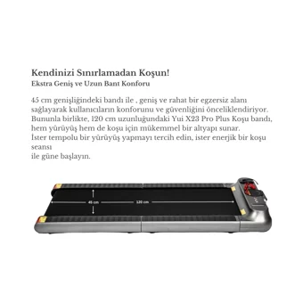 Yui X23 Pro Plus 120 Kg Kapasiteli Katlanabilir Koşu ve Yürüyüş Bandı Siyah