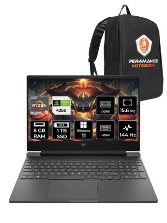 HP Victus 15 R9 8945HS 8GB RAM 1TB SSD RTX4060/8GB 144Hz 15.6'' FHD W11H Gaming Laptop & PER4 ÇAN