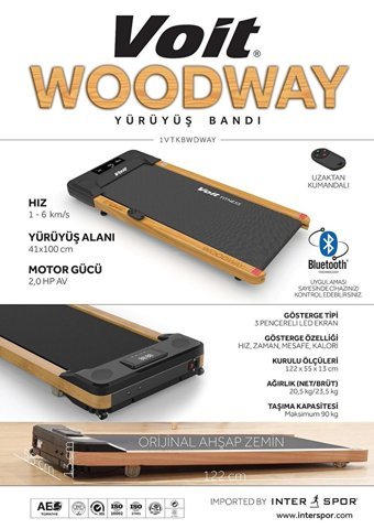 Voit Woodway 90 Kg Kapasiteli Motorlu Katlanabilir Yürüyüş Bandı Siyah