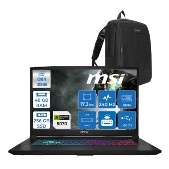 Msı Katana 17 Hx B14WGK-048XTR 14. Nesil Intel İ9-14900HX 48GB Ddr5 256GB SSD 8GB/RTX5070 115W 17.3" Qhd (2560*1440), 240Hz IPS Freedos Gaming Bilg. W048XTRF11+ZETTAÇANTA