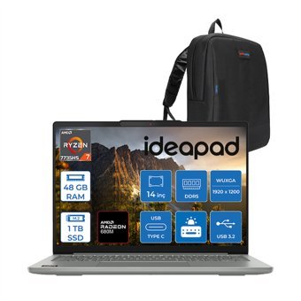 Lenovo Ideapad Slim 5 Amd Ryzen 7 7735HS 48GB Ddr5 1tb SSD Amd Radeon™ 680M Windows 11 Home 14" Wuxga IPS Taşınabilir Bilgisayar IDS14ARP10H18 + Zettaçanta