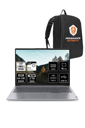 Lenovo ThinkBook 16 G6 i5 1335U 64GB DDR5 2TB SSD 16'' FHD+ FDOS Dizüstü Bilgisayar & PER4 ÇANTA