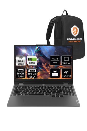 Lenovo LOQ i5 12450HX 16GB 256GB SSD RTX3050/6GB 95W 144Hz FHD 15.6" FDOS Gaming Laptop & PER4 ÇANTA
